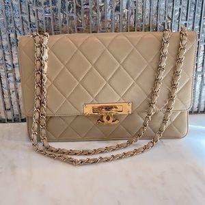 Chanel nude lamb skin bag